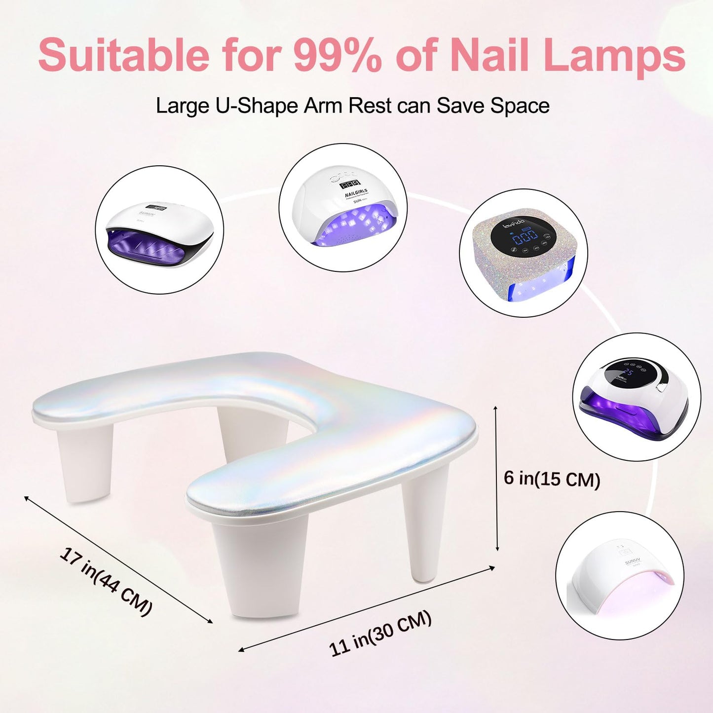 Arm Rest for Nails Tech,U-shaped Manicure Nail Hand Rest Pillow Cushion, Big Microfiber Leather Nail Arm Rest Stand for Acrylic Nail Art Tech(Glitter)