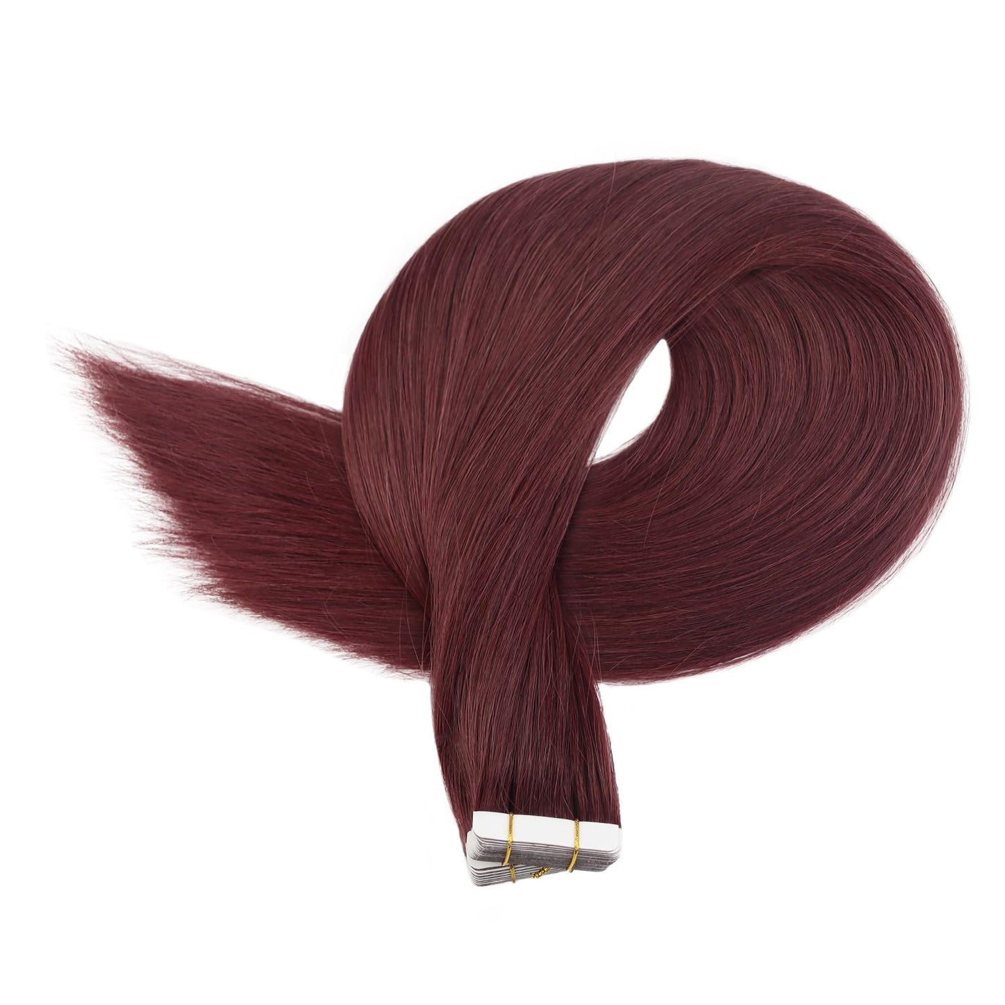Full Shine Tape in Hair Extensions Human Hair 20PCS Seamless Remy Tape in Extensions Color 99J Red Wine Double Sided Natural Human Hair Burgundy Hair Extensions Tape Ins 12 Inch 30g