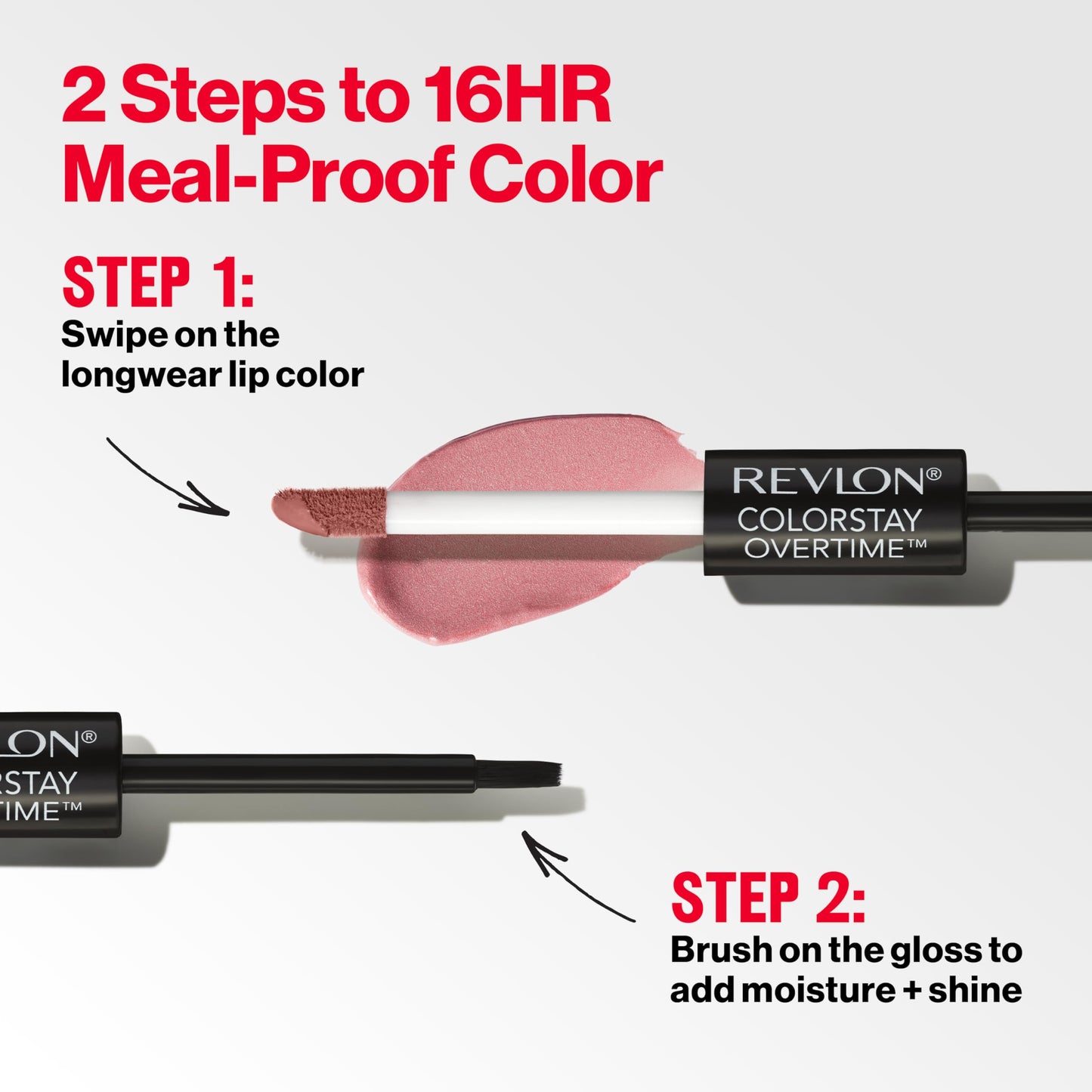 Revlon Liquid Lipstick with Clear Lip Gloss, ColorStay Overtime Lipcolor, Dual Ended with Vitamin E, 560 Taupe Time, 0.07 Fl Oz