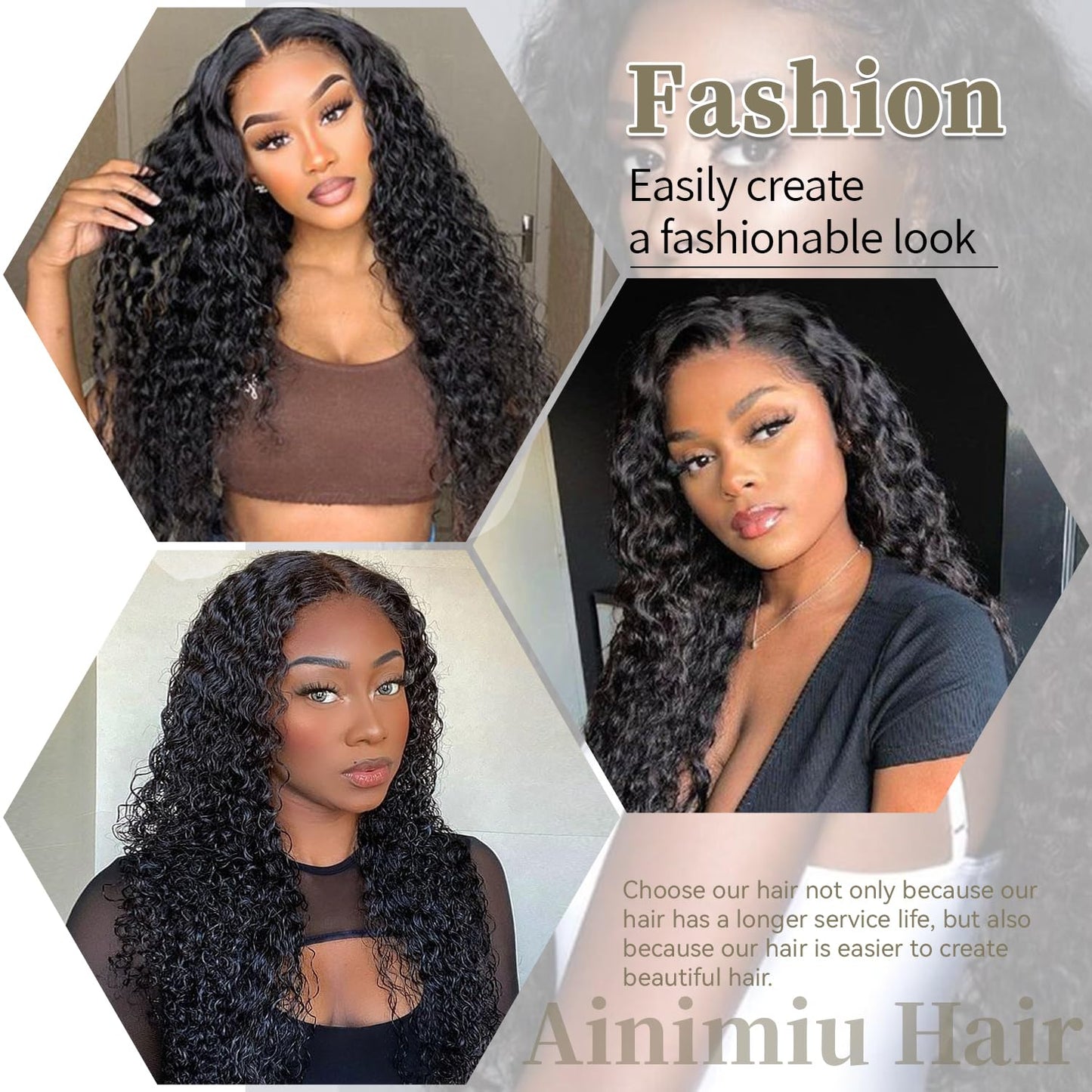 Ainimiu Curly Wave Human Hair Single Bundles Brazilian Virgin Hair Weave One Bundle Jerry Curly 12A Grade Unprocessed Hair Extensions Natural Black 1 Bundle 24inch 100g/pc
