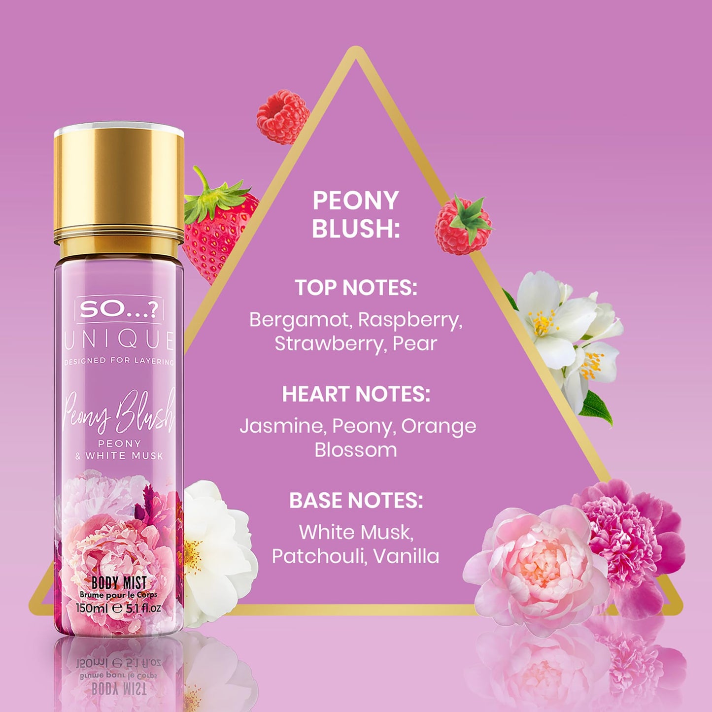 So…?...? Unique Peony Blush Body Mist - Floral, Fruity Vanilla Perfume with Bergamot and Pear Notes - Perfume for Women - Body Spray for Women - 5.1 oz