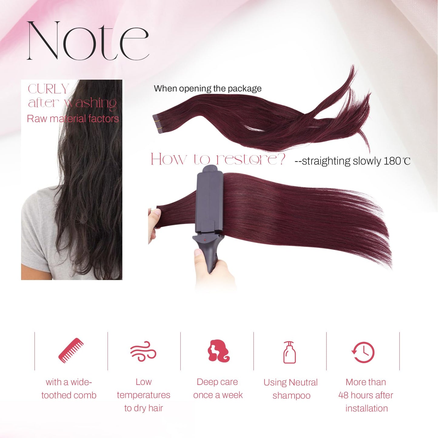 Moresoo Wine Red Tape in Hair Extensions Real Human Hair Tape in Extensions Burgundy Hair Extensions Human Hair Tape in Seamless Human Hair Extensions 10 Inch #99J 20pcs 30g