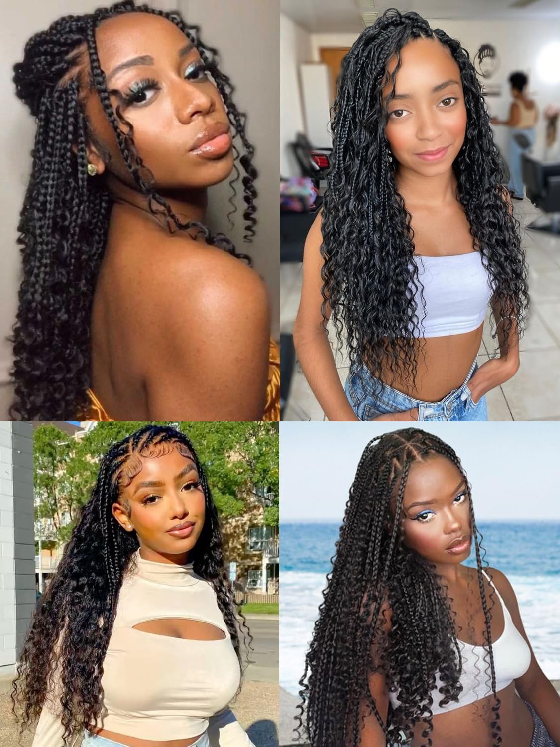 Human Braiding Hair Water Wave 55g Human Hair for Braiding 24 Inch Boho Braids Human Hair Wet and Wavy Boho Knotless Braids No Weft Brazilian Virgin Bundles Curly Black
