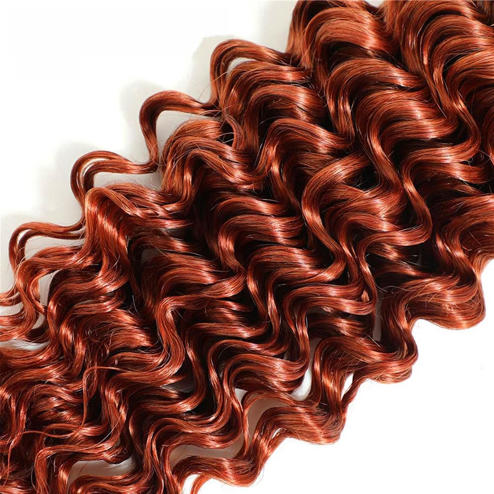 Reddish Brown Deep Wave Bundles Color #33 Human Hair Bundles Unprocessed Brazilian Virgin Reddish Brown Deep Wave 3 Bundles 14 14 14 Inch Double Weft Color #33 Bundles Human Hair