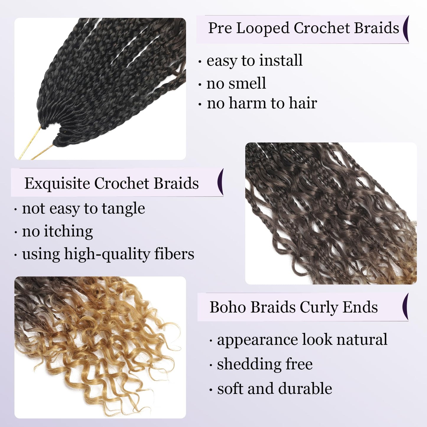Boho Crochet Braids 18 Inch Goddess Box Braids Crochet Hair 8 Packs Box Braids Crochet Hair Crochet Braids for Black Women(18 Inch, 1B/4/27)