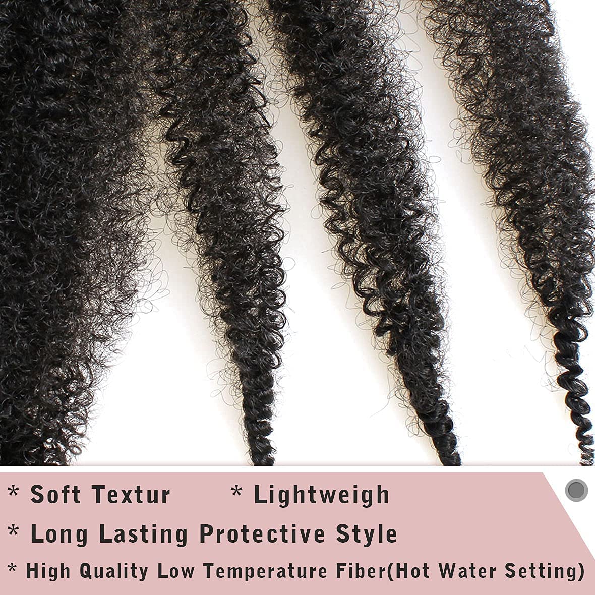 24 Inch Long Pre-Separated Springy Afro Twist Hair 8 Packs Spring Twist Hair For Distressed Soft Locs Natural Black Marley Twist Braiding Hair Synthetic Hair Extension For Women (8 Strands/Pack,1B#)