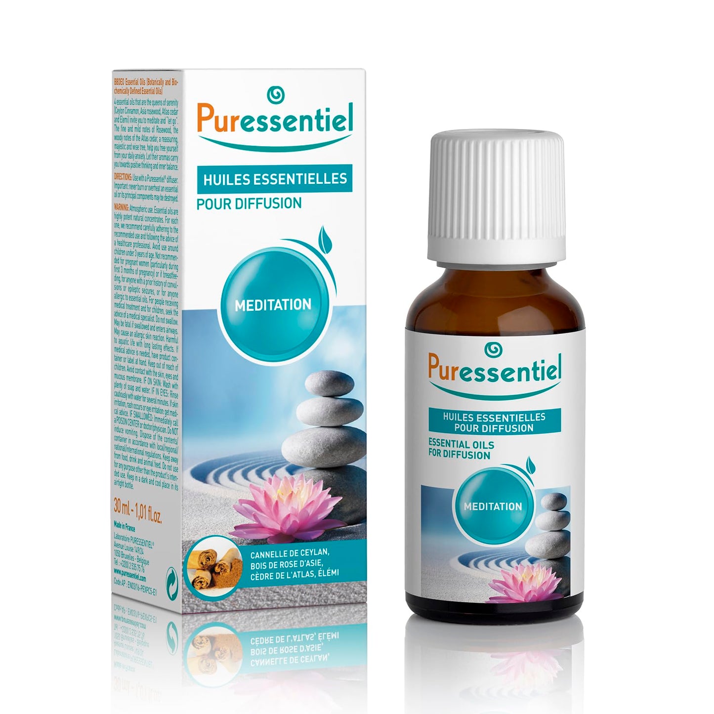Puressentiel Diffusion Essential Oil - Naturally Derived Aromatherapy Blend - Formulated for Diffusion - Made with Beneficial Essential Oils - Eco-Friendly Products - Meditation - 1.01 oz