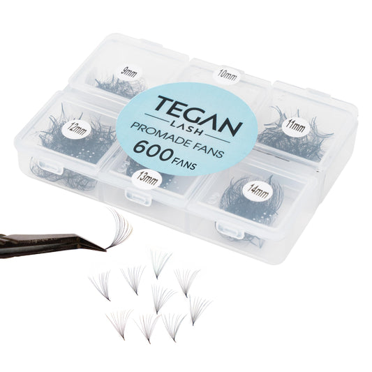 TEGAN LASH Promade Fan Mix Eyelash Extensions, From 3D - 16D, 0.03/0.05/0.07, C/CC/D, 9-15mm, Pre Made Eyelash, Easy Apply Premade False Eyelashes, Pestañas Abanicos Extensiones (7D, 0,07, C, Mix)