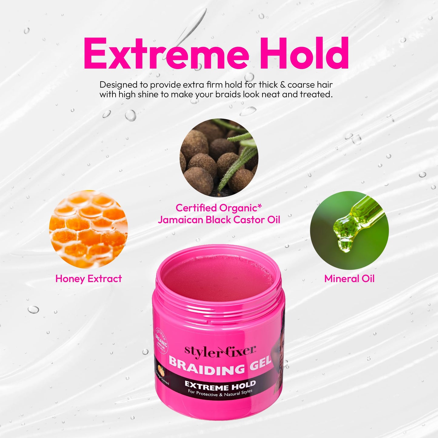 Red by Kiss Braiding Gel Extreme Hold Styler Fixer for Box Braids & Cornrows, Hydrating, Conditioning, Long-Lasting Frizz Control, 4C Moisturizing, Nourishing High Shine (16 fl. oz.)