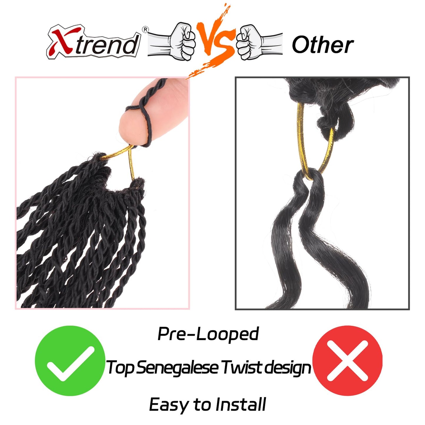 Xtrend Honey Brown Pre Looped Micro Brazilian Kinky Curly Crochet Hair 24 Inch 8 Packs Micro Curly Braiding Hair Extensions Synthetic Deep Wave For Mini Senegalese Twist Hair (30 Strands/Pack, 30#)