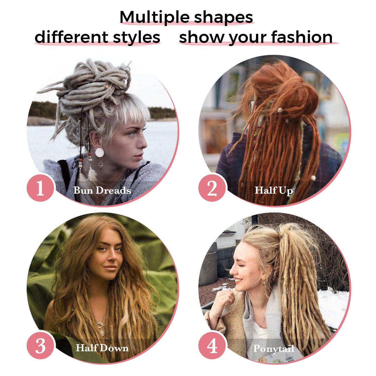 24 Inch 40 Strands Dreadlock Hair Extensions,Synthetic Hippie Single Ended Handmade Dreads,Thin 0.6cm Width Straight Reggae Style Dreadlocks for Woman,613 Blonde