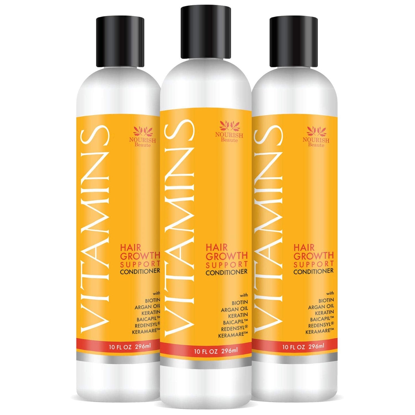 Nourish Beaute Vitamins Conditioner for Hair Loss that Promotes Hair Regrowth, Volume and Thickening with Biotin, DHT Blockers, Antioxidants, Oils and Extracts For Men and Women, Conditioner, 3 Pack