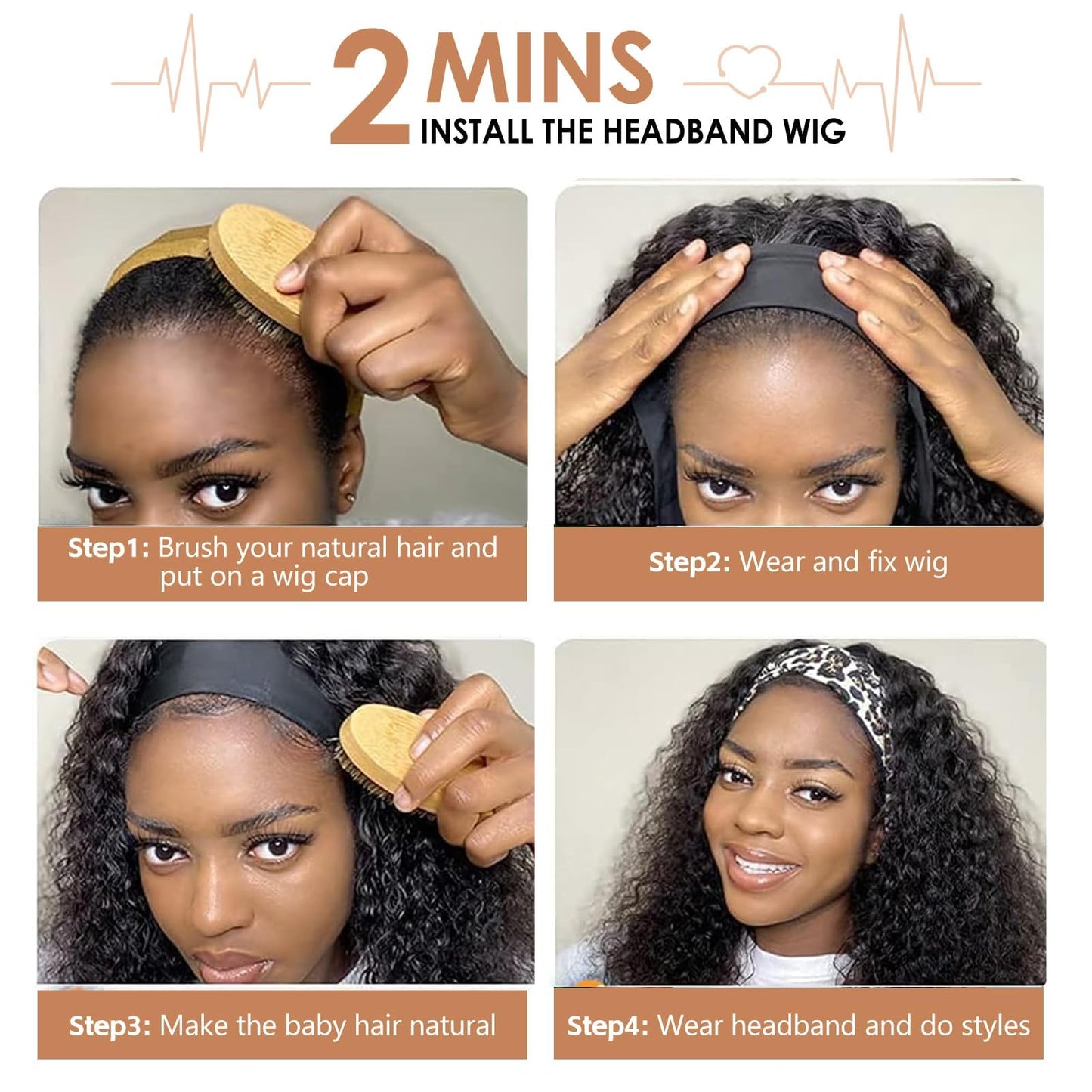 cuiud Red Headband Wig for Women 20Inch Ombre Burgandy Curly Headband Wigs for Black Women Synthetic Glueless None Lace Front Burgundy Hair for Daily（99j Ombre Red）