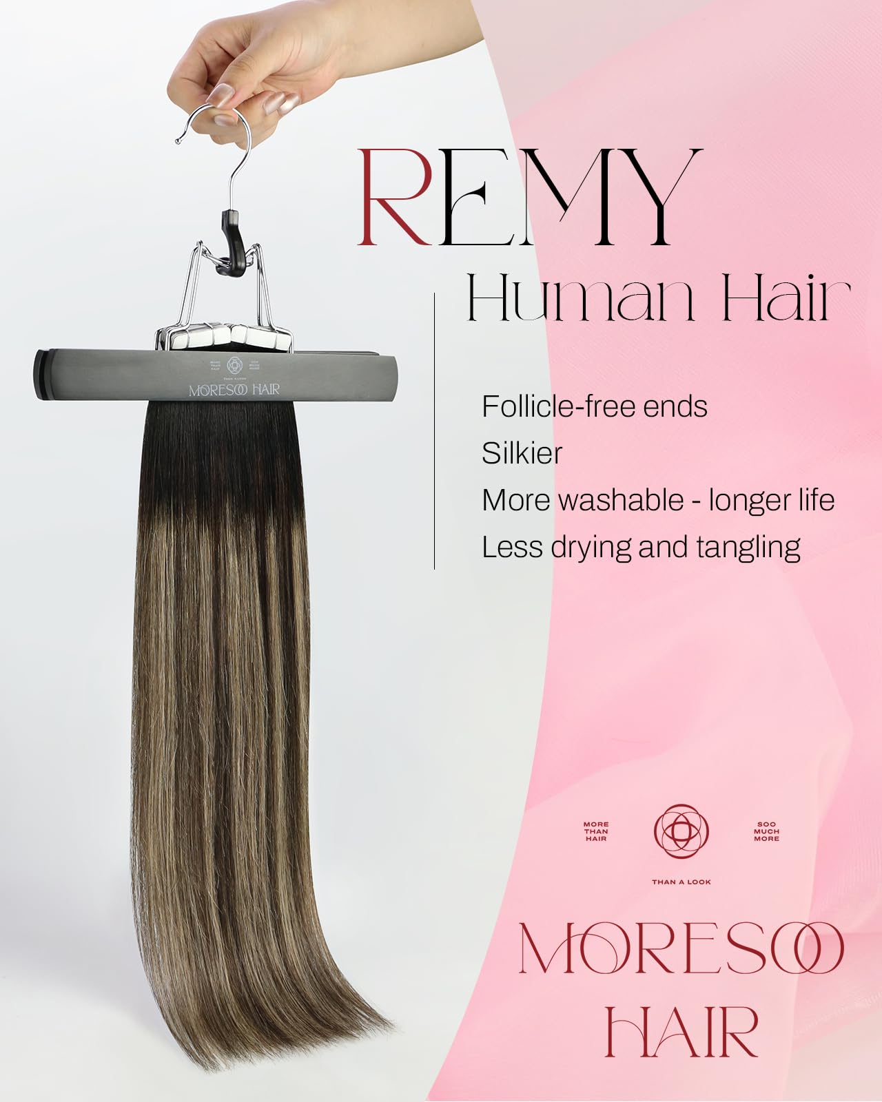 Moresoo Tape in Extensions Balayage Human Hair Extensions Tape in Ombre Off Black to Brown Mix with Blonde Glue in Hair Extensions Real Human Hair Seamless Glue in Hair 12 Inch #1B/3/27 20pcs 30g