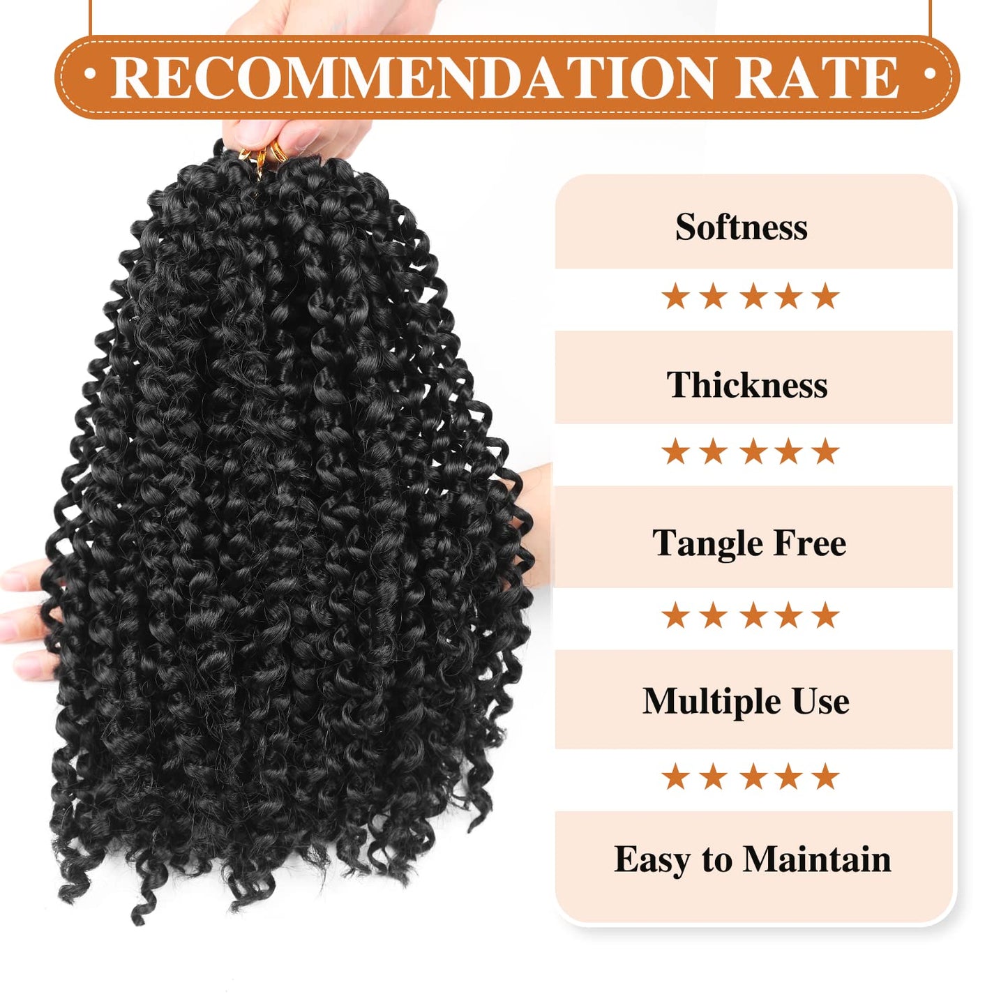 WIGER Kinky Curly Braiding Hair Marlybob Crochet Hair Black Jerry Curly Passion Twist Hair Medium Length Curly Crochet Braids Synthetic Kinky Twist Hair (3 Packs)