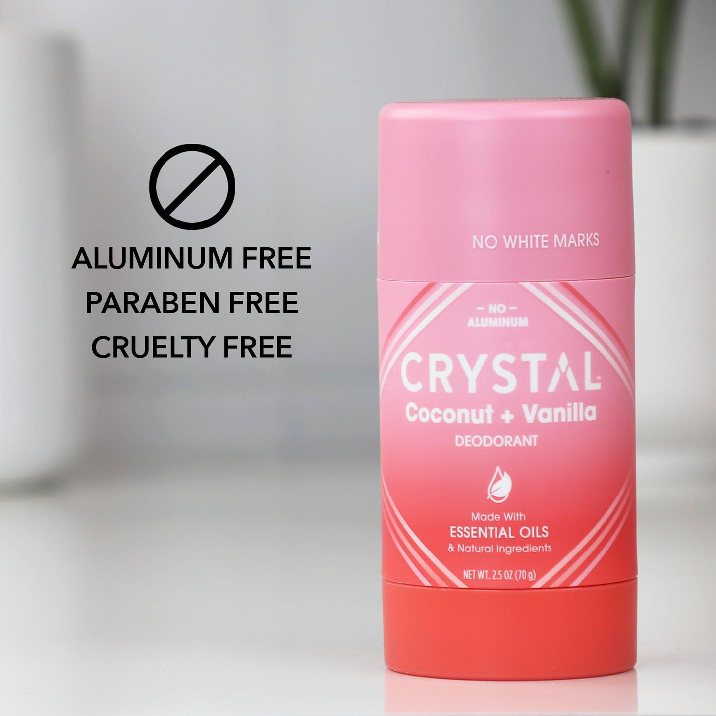 Crystal Magnesium Solid Stick Natural Deodorant, Non-Irritating Aluminum Free Deodorant for Men or Women, Safely and Effectively Fights Odor, Baking Soda Free, Coconut + Vanilla, 2.5 oz