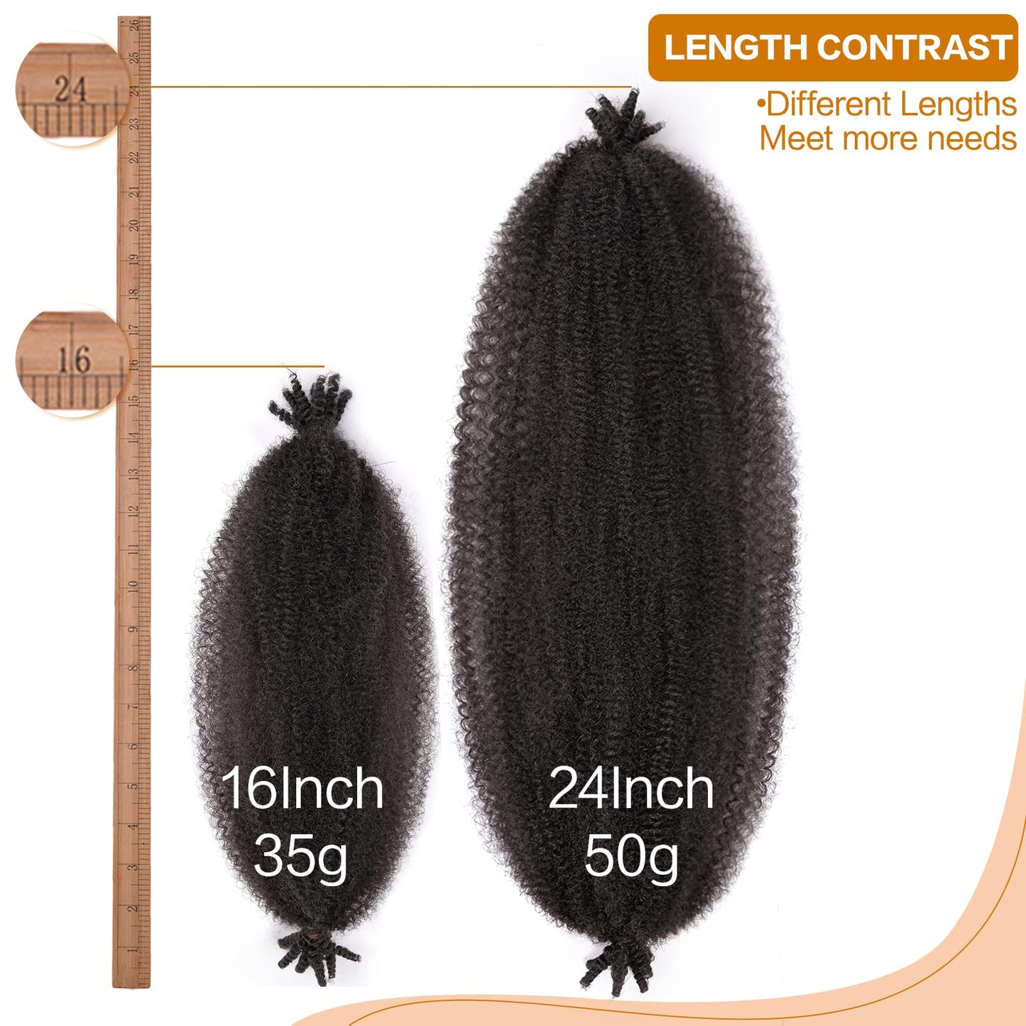 24 Inch Springy Afro Twist Hair 8 Packs Afro Twist Hair For Distressed Soft Locs Natural Black Marley Twist Crochet Braiding Hair Synthetic Hair Extensions(24 Inch,8Pack,2#)