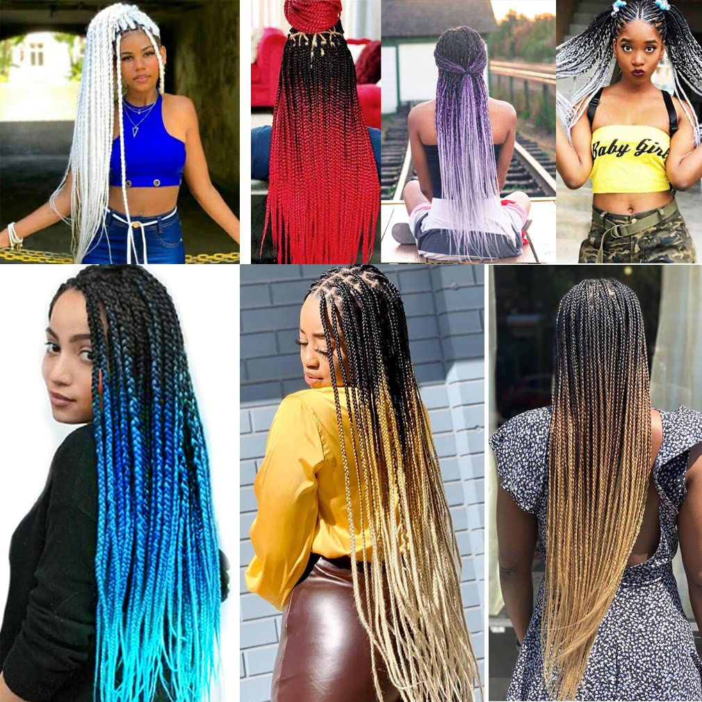 Pre Stretched Braiding Hair 26 Inch 8 Packs Professional Braiding Hair Extensions Synthetic Fiber Crochet Twist Braids Hot Water Setting Soft Yaki Texture(26",mixed black & green & blue)