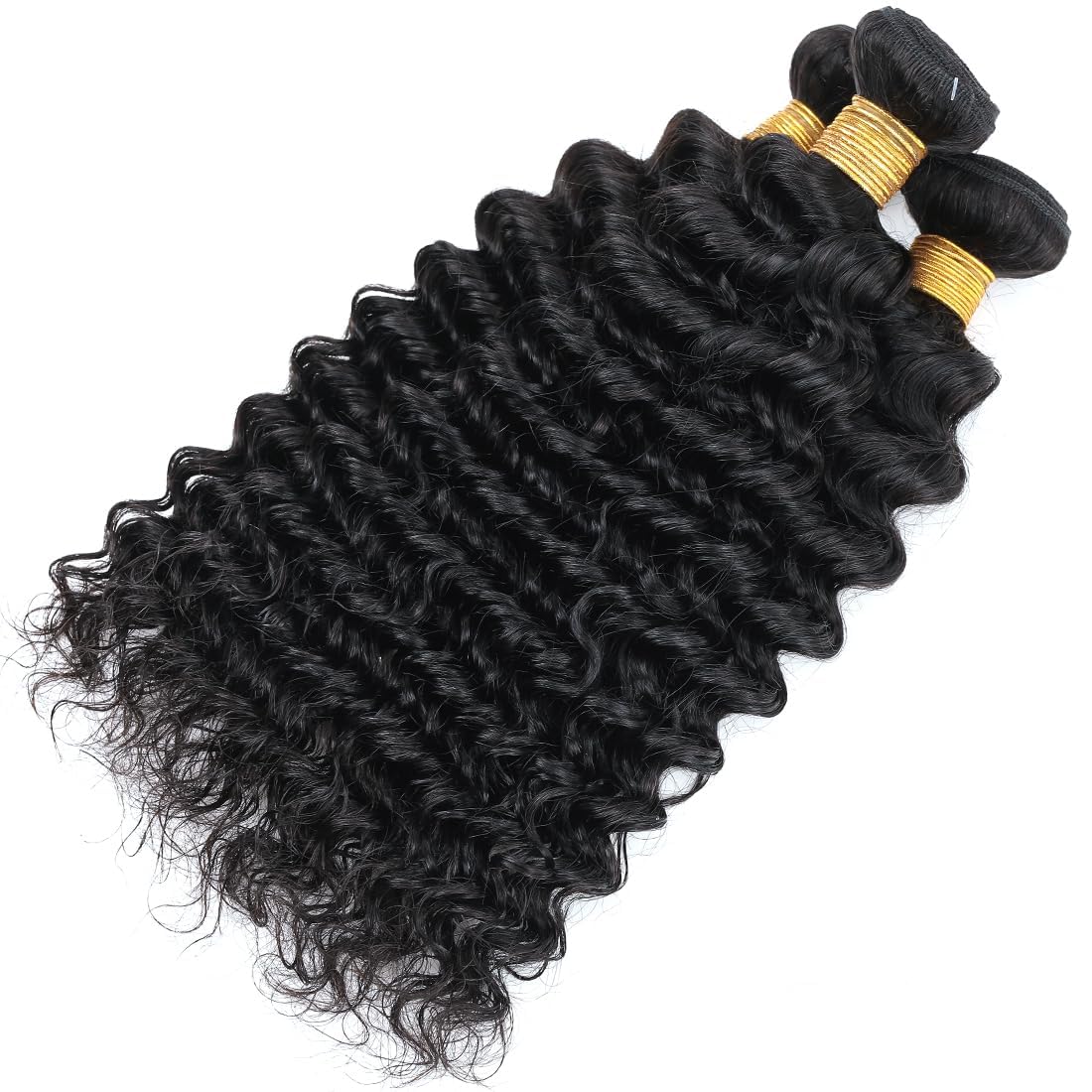 Human Hair Bundles 12A Brazilian Deep Wave Human Hair One Bundle 20inch 100% Unprocessed Virgin Human Hair Deep Wave Curly Water Wave Wet and Wavy Quick Weave Raw Bundles Deals Natural Black