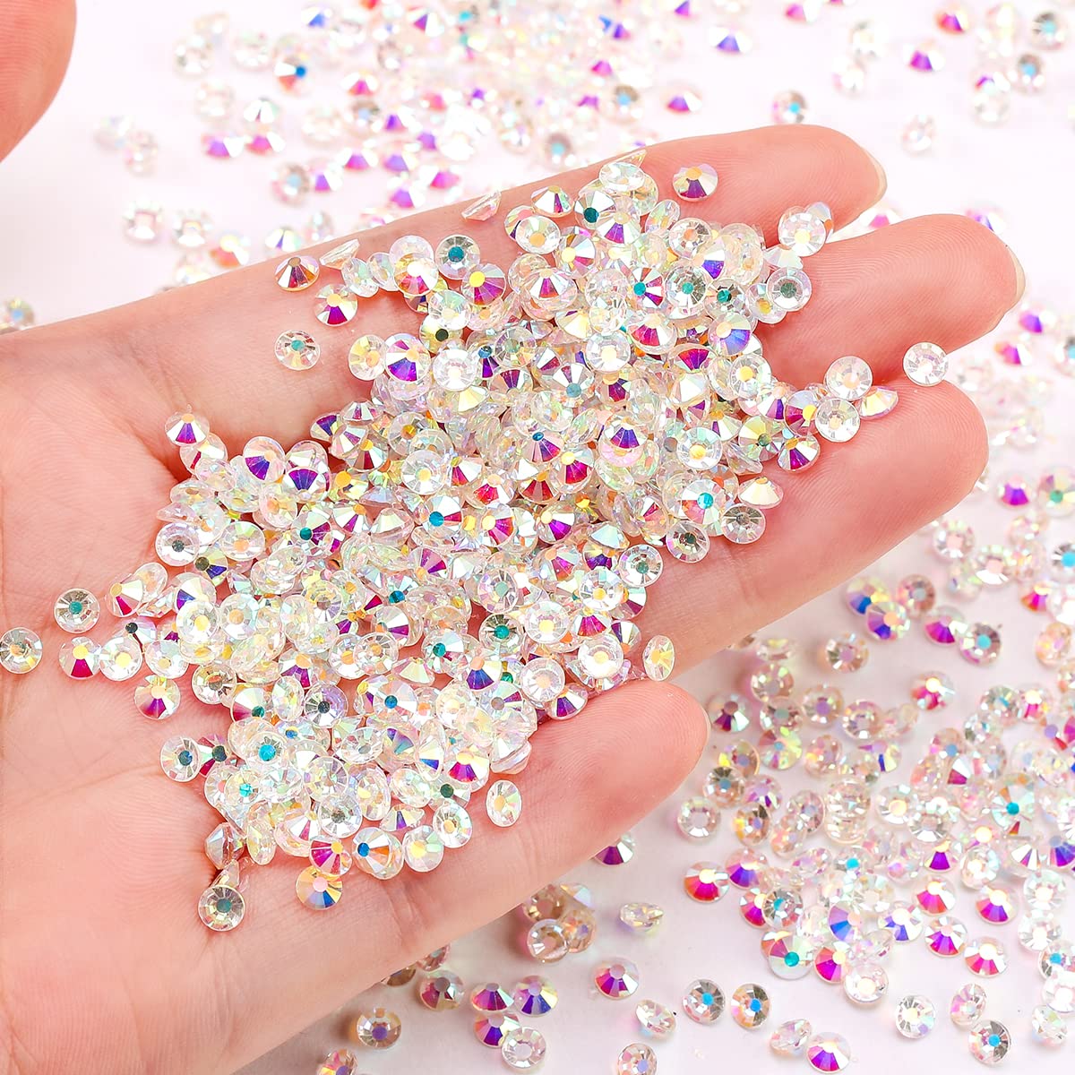 Novani Rhinestones 1440pcs SS20 Glass Rhinestones Crystal Flatback Gemstones for Crafts Nails Makeup Bags and Shoes Decoration（SS20, Transparent AB）