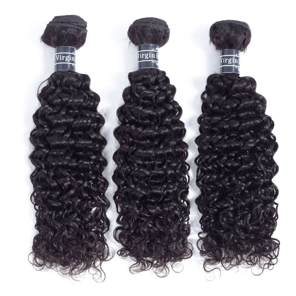 Amella Hair Brazilian Virgin Curly Hair Closure With 3 Bundles(18 20 22+18Closure)8A Unprocessed Human Hair Curly Bundles with Closure Natural Black Curly Weaves Closure Free Part Human Hair Extension