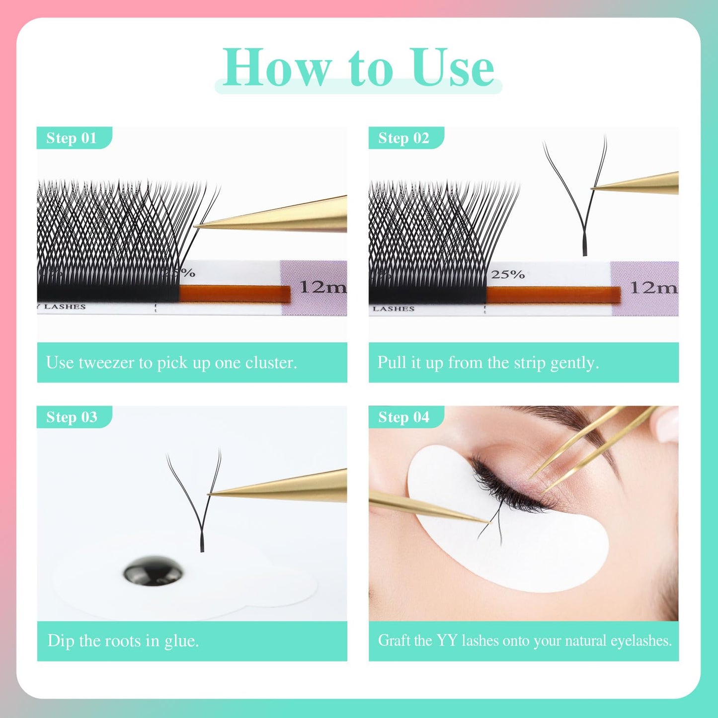 NAGARAKU YY Eyelash Extensions High Capacity 54 Rows 0.07 C Curl 7-15mm Mix Length Supplies Y Lash 4D Russian Volume Cross YY Eyelashes Handwoven Y Shaped Mesh Technology Wispy Cluster Matte Black