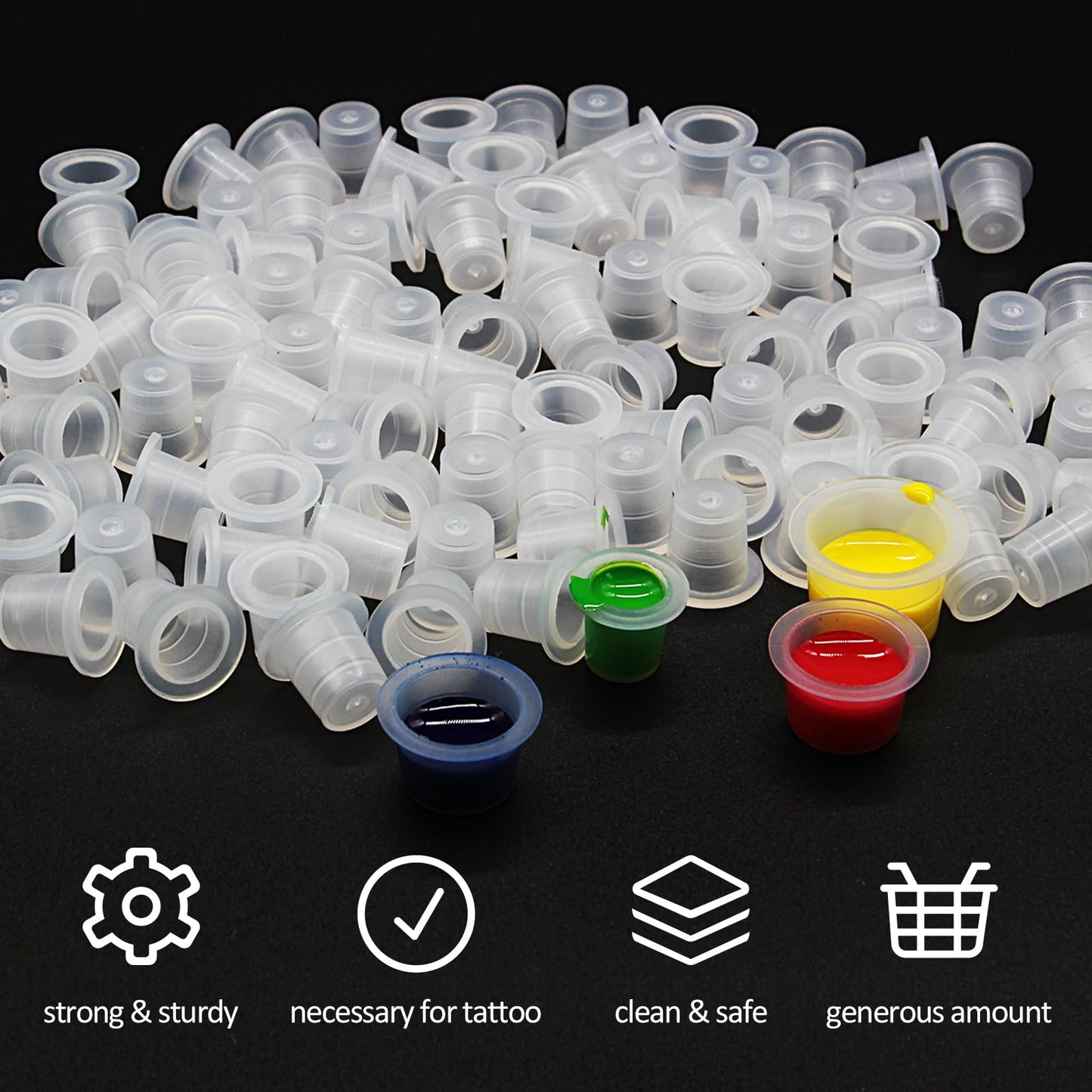 WZPB Tattoo Ink Caps - 1000Pcs Small Ink Cups Plastic Pigment Ink Caps Size 8mm Ink Cups for Tattoo Ink