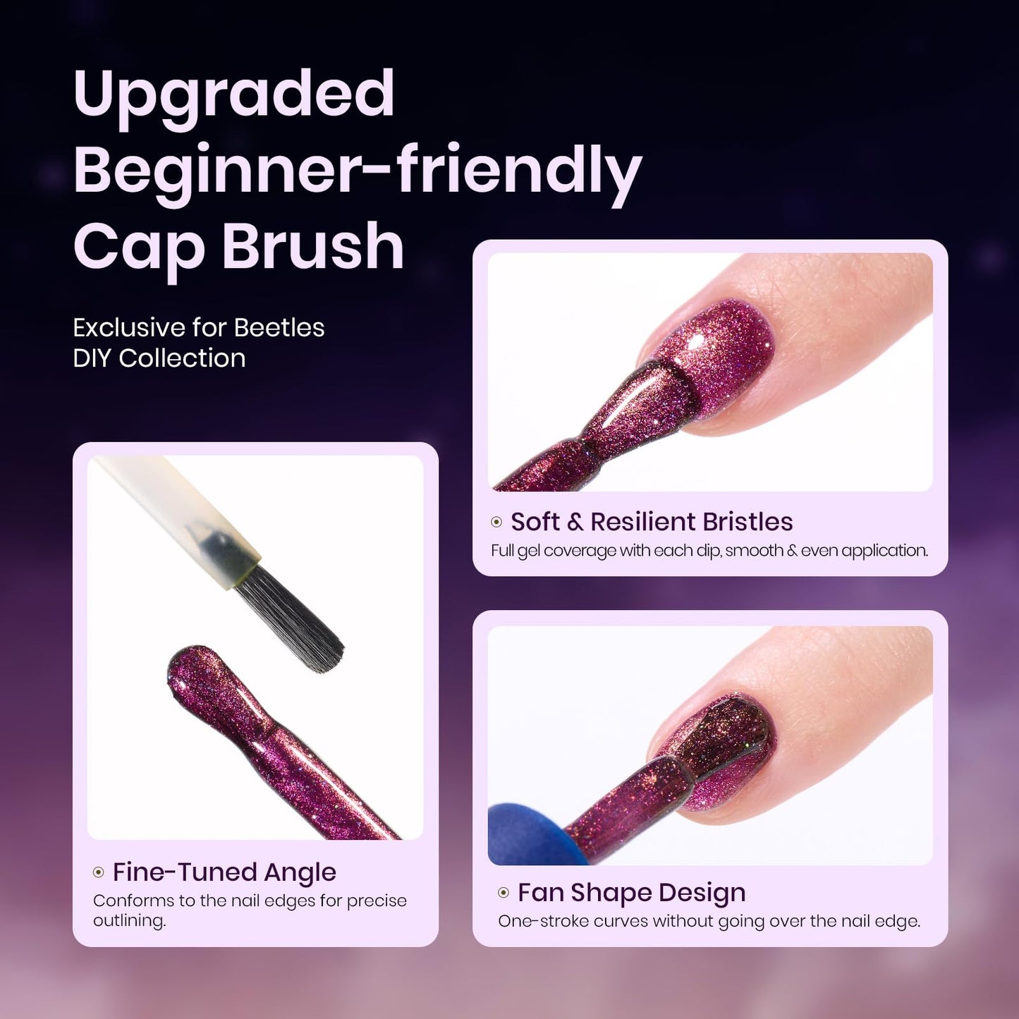 Beetles Gift Gel Nail Polish Set, Cat Eye Black Gel Polish Brilliant Galaxy Nail with Base & Top Coat, Star Stickers, Magnet, Tweezers DIY Series Color Nail Trend Set Manicure