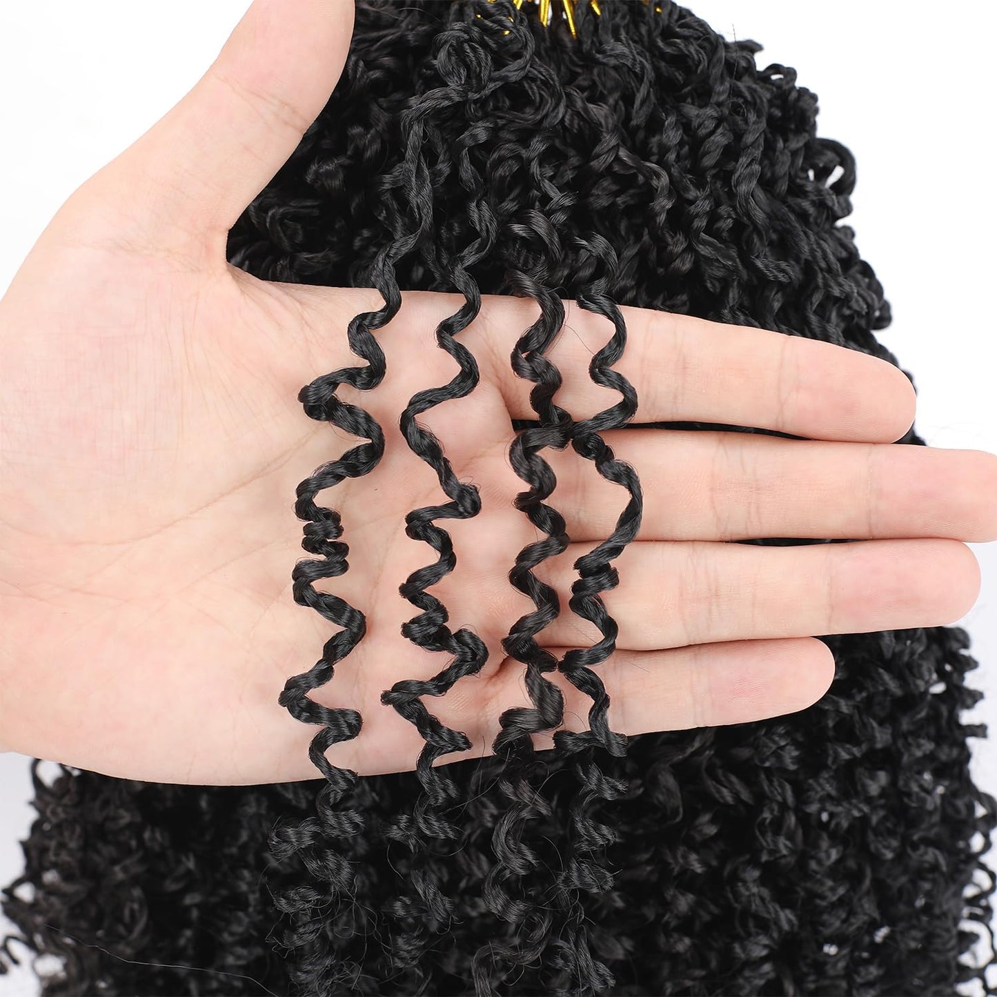 Fovbuty Yanky Twist Crochet Braids Hair 8 Inch 9 Bundles/Lot Natural Black Pre-Twisted Passion Twist With Curly Ends Small Crochet Hair for Senegalese Braids 1B#/9pack