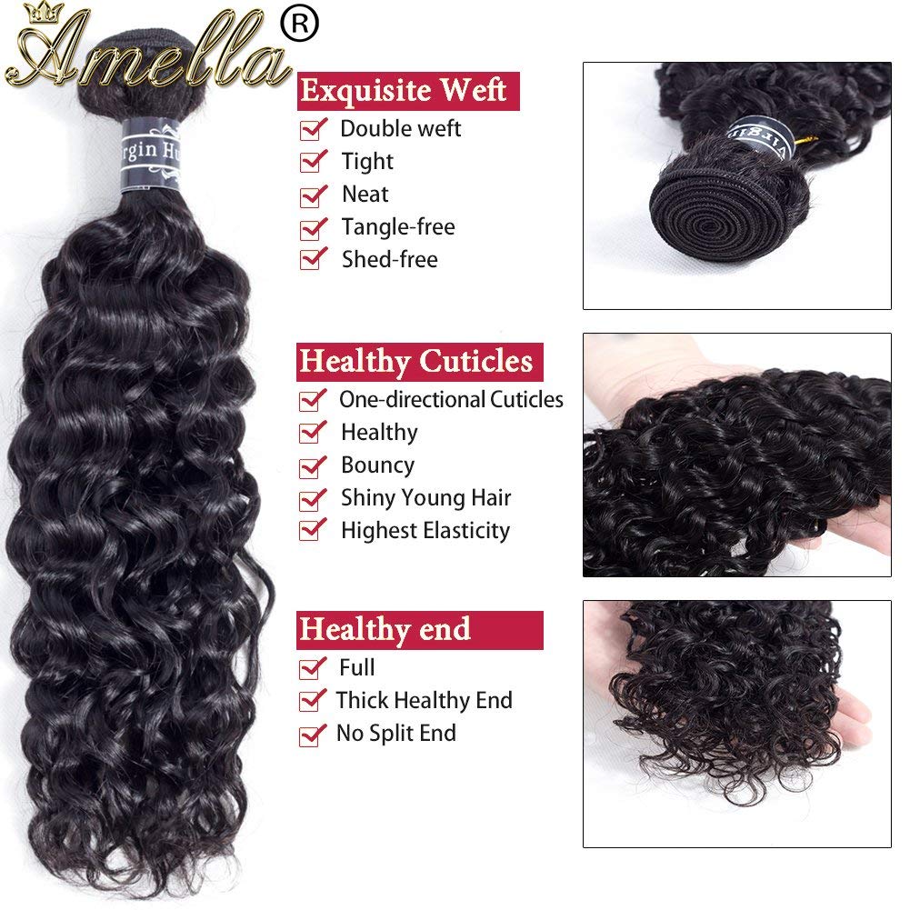 Amella Hair 8A Brazilian Remy Kinky Curly Hair 4 Bundles 20" 22" 24" 26" 400g Virgin Brazilian Curly Human Weave Bundles 100% Unprocessed Virgin Remy Natural Color