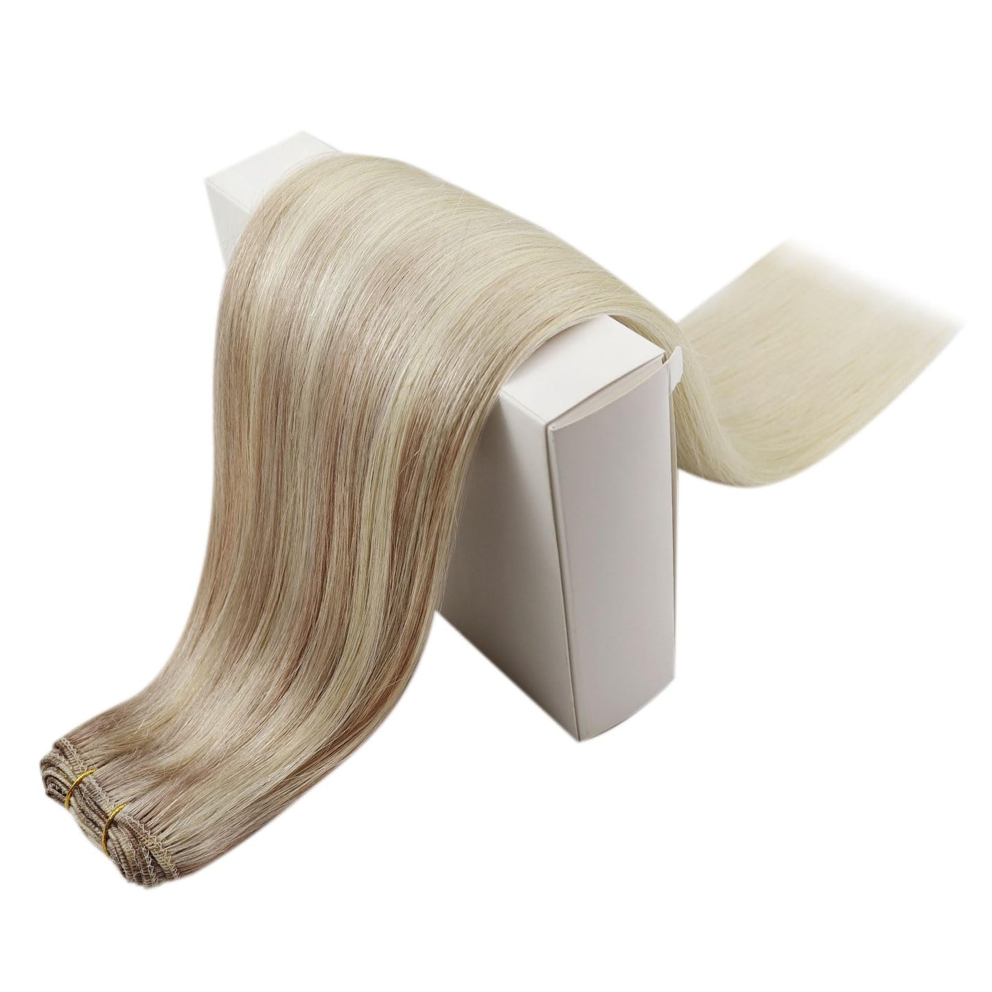 RUNATURE Weft Hair Extensions Human Hair Ombre Blonde Remy Hair Weft Human Hair Extensions Sew in Hair Weft Bundles 12 Inch Ash Blonde Fading to Blonde Balayage Hair Bundles 70.0 grams