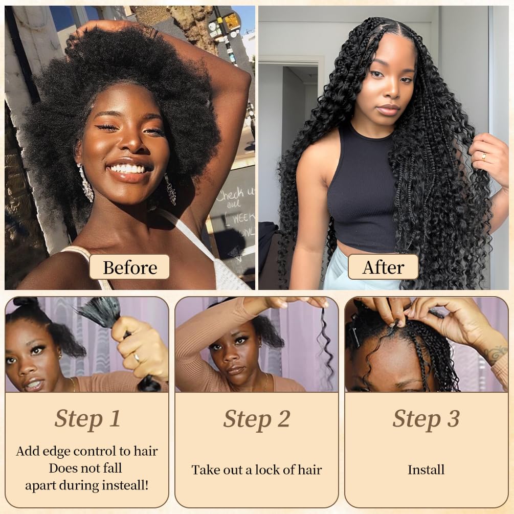 Human Braiding Hair for Boho Knotless Braids 1 Bundle 20 Inches 50g Deep Wave Bulk Human Hair for Braiding Hair Wet and Wavy 10A Brazilian Virgin Human Bohemian Hair for Braiding 99J