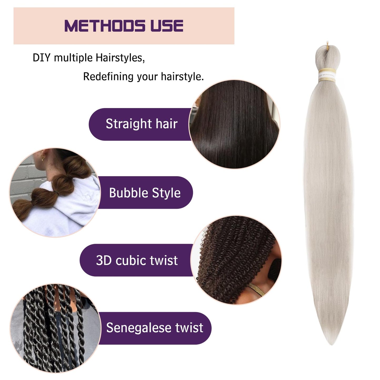 Beyond Beauty Braiding Hair pre stretched, Braids Synthetic Fiber Ombre Yaki Texture, Natural Easy Twist Braids Crochet Hair Hot Water Setting hair extensions