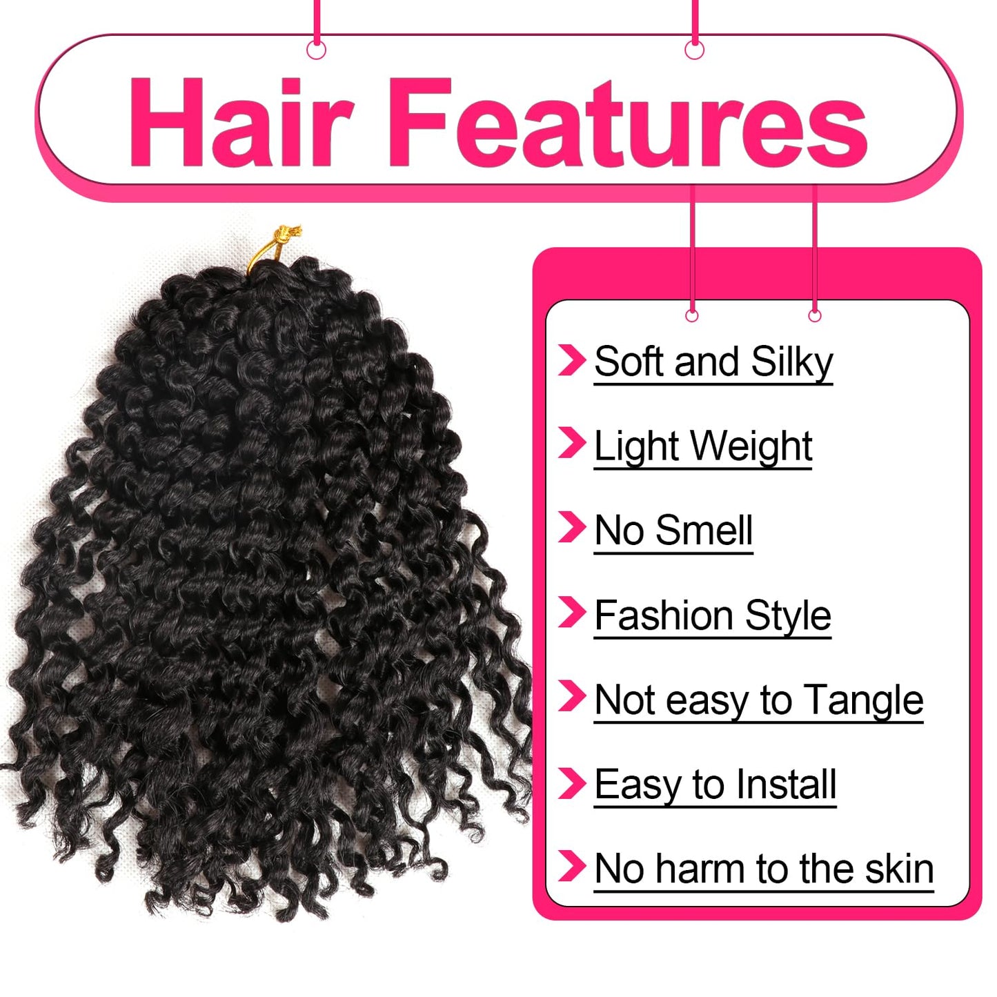 8 Inch Short Passion Twist Marlybob Crochet Hair 9 Bundles Kinky Curly Short Crochet Braids Twist Crochet Braiding Hair (9Bundles8Inch, 1b#)