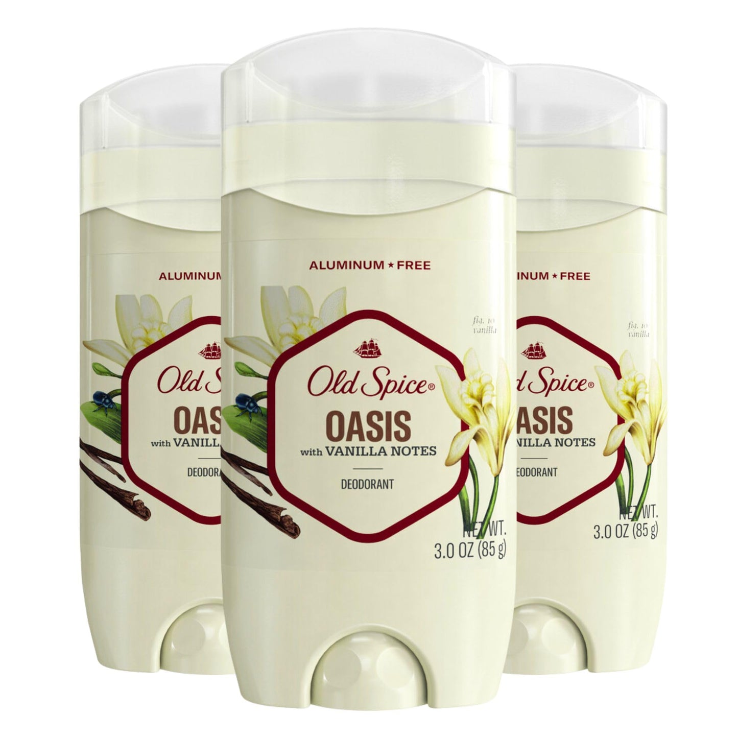 Old Spice Aluminum Free Deodorant for Men, 48 Hr Odor Protection, Oasis with Vanilla, 3oz (Pack of 3)