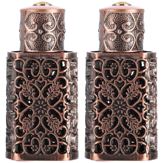 FRCOLOR Perfume Bottle Empty 2Pcs 3ml Refillable Vintage Perfume Crystal Bottle Glass Perfume Bottle Dropper Bottles Diamond Travel Lotion Container