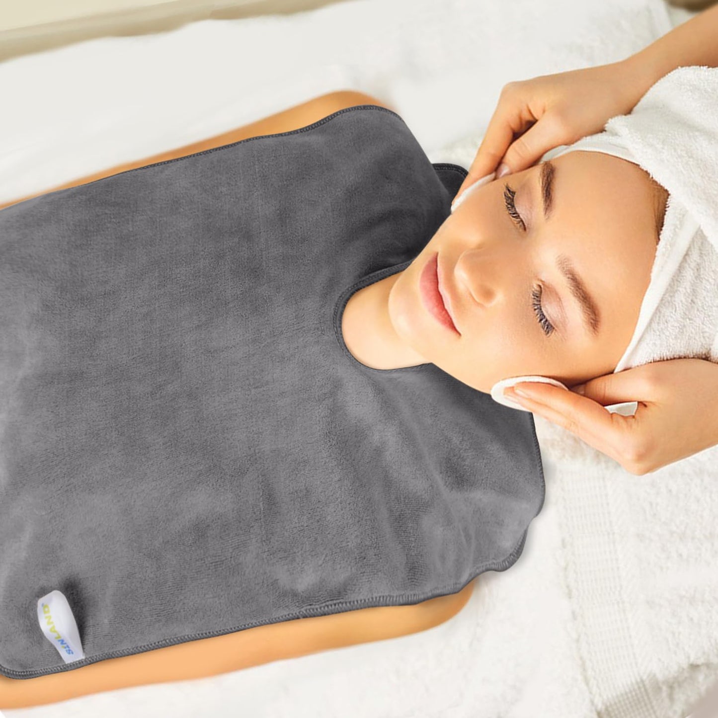 SINLAND Microfiber Esthetician Towels for Facials Mask Removing Face Wrap Soft Facial Cloth with Split Design Spa Towels for Facial Steam Massage and Cleansing