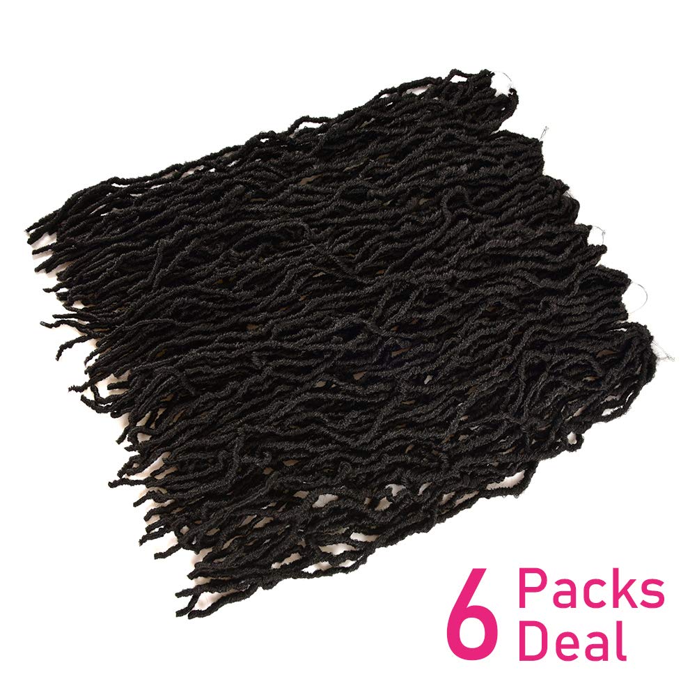 Niseyo Faux Locs Crochet Hair 30 Inch Soft Locs, 6 Packs Long Crochet Locs Pre Looped Crotchet Straight Synthetic Hair Extensions (1B, Natural Black)