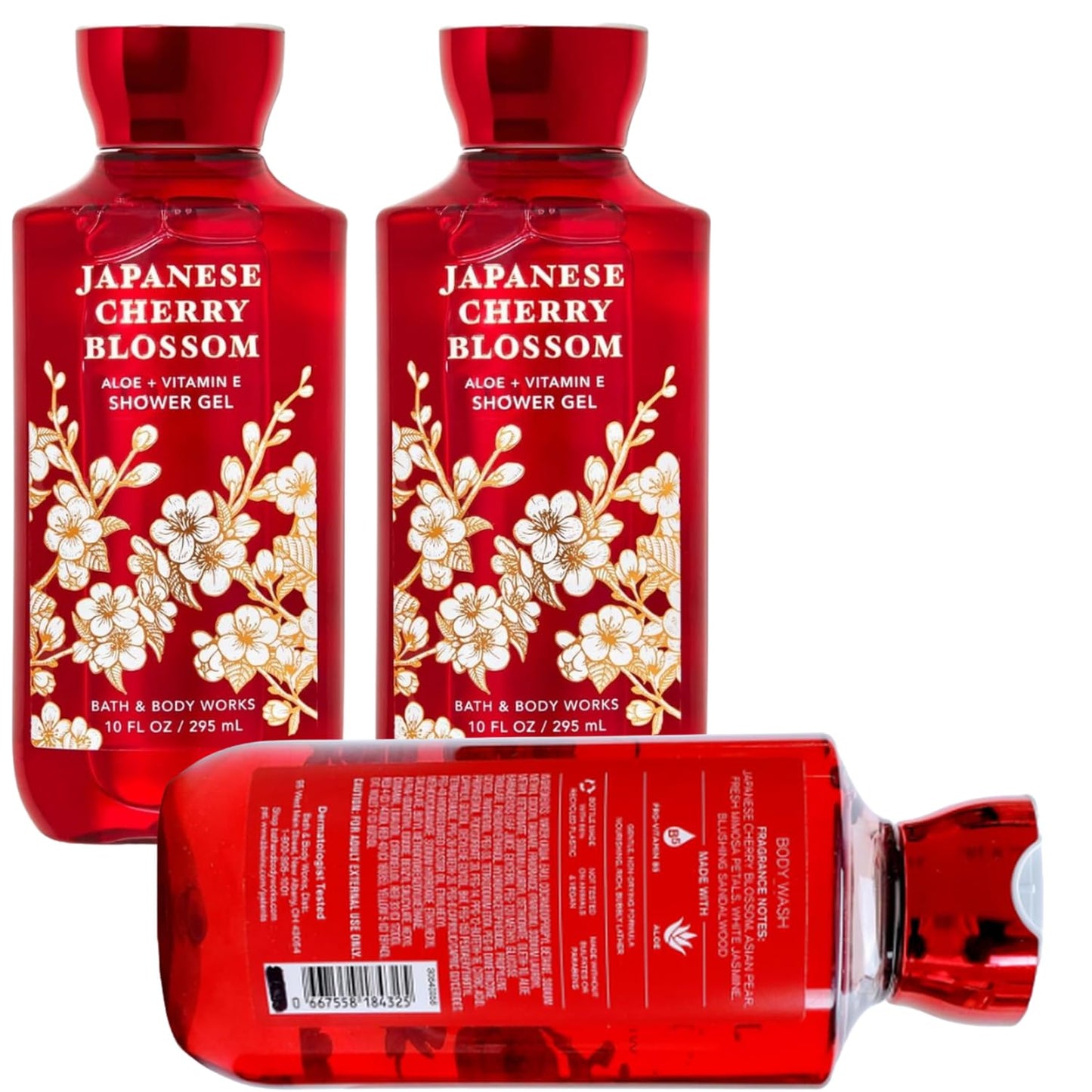 Japanese Cherry Blossom Shower Gel Body Wash - Set of THREE (3) bottles (10 oz ea) -- Bath & Body Works Signature Collection