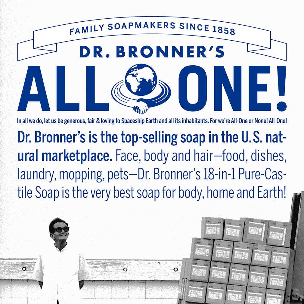 Dr. Bronner's - Pure-Castile Liquid Soap (Almond, 32 ounce) - Made with Organic Oils, 18-in-1 Uses: Face, Body, Hair, Laundry, Pets and Dishes, Concentrated, Vegan, Non-GMO
