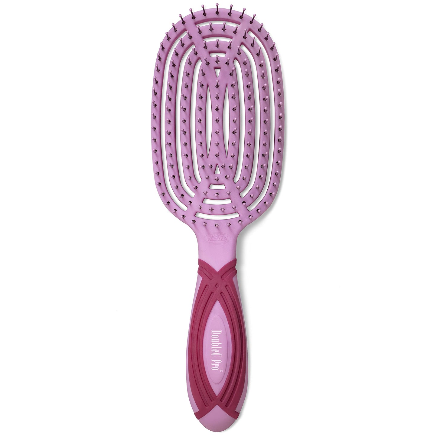 NuWay 4HAIR DoubleC PRO U.S. Patented Double Curved Detangling Brush is Hair Dryer Safe (Red Violet)
