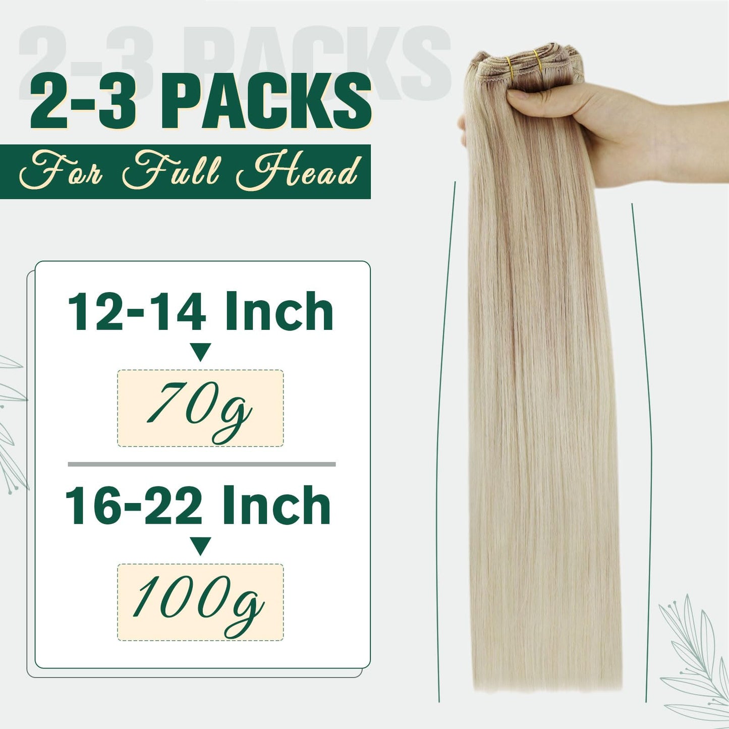 RUNATURE Weft Hair Extensions Human Hair Ombre Blonde Remy Hair Weft Human Hair Extensions Sew in Hair Weft Bundles 12 Inch Ash Blonde Fading to Blonde Balayage Hair Bundles 70.0 grams