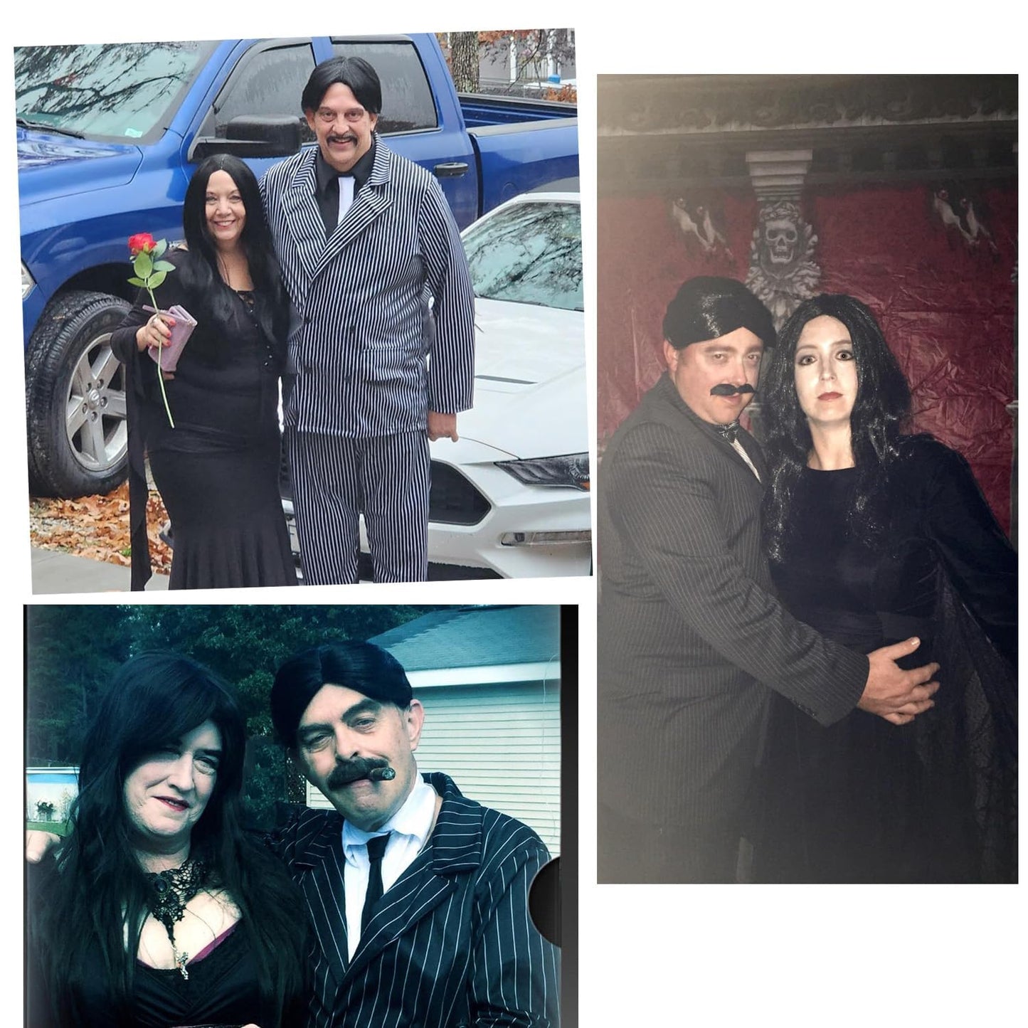 RightOn Men's Black Wig Short Black Wig and Mustache Black Bob Wigs for Men Halloween Party Costume Wigs