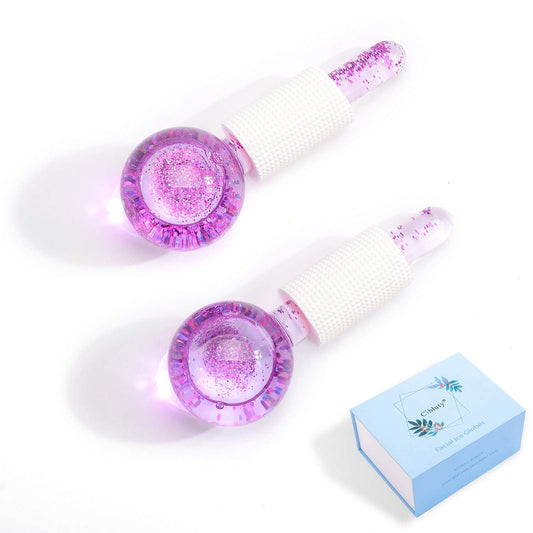 CIBLUTY ICE BEAUTY BALLS for FACIAL, 2PCS Purple Facial Roller for Cold Facial Massage Face Roller Balls with Anti-Freeze Liquid to Reduce Puffiness, Pores, Wrinkles…