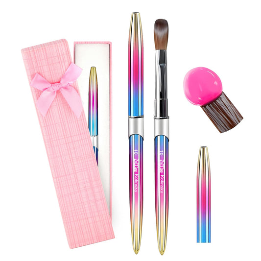 Acrylic Nail Brush Size 10-100% Kolinsky Nail Brushes for Acrylic Application - Acrylic Powder Brush for Nail Art - Nail Brush Acrylic for Professional Manicure DIY Home Salon (Gradient)