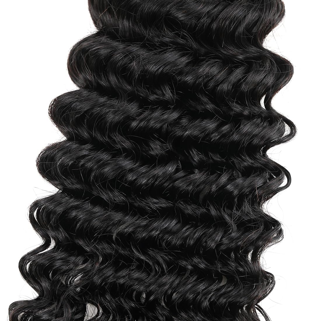 Human Hair Bundles 12A Brazilian Deep Wave Human Hair One Bundle 20inch 100% Unprocessed Virgin Human Hair Deep Wave Curly Water Wave Wet and Wavy Quick Weave Raw Bundles Deals Natural Black