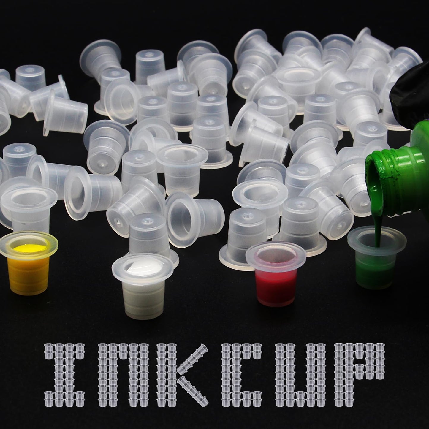 WZPB Tattoo Ink Caps - 1000Pcs Small Ink Cups Plastic Pigment Ink Caps Size 8mm Ink Cups for Tattoo Ink
