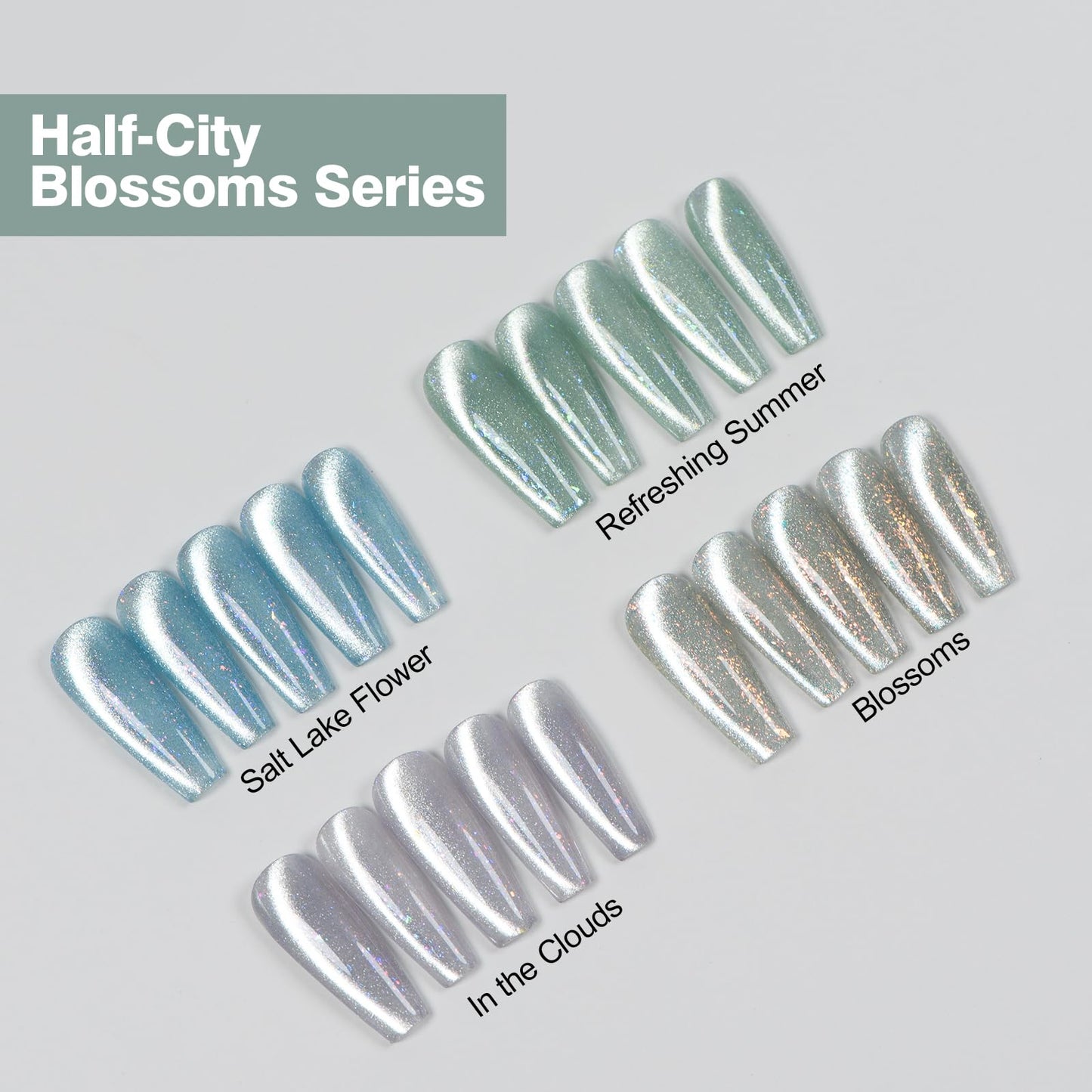 ADHERE 12ML Cat Eye Gel Polish Set, 4 Colors Holographic Glitter With Magnet, Soak Off LED Kit for Nail Art Manicure Salon DIY Gifts