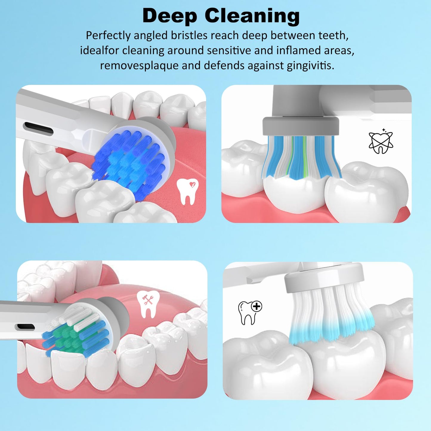 Replacement Heads Compatible with Oral B Braun Electric Toothbrush, 16 Pcs Professional Toothbrush Heads for Oral B Replacement Heads, Brush Heads for Oral B Pro 1000/1500/7500/3000/7000/8000/500