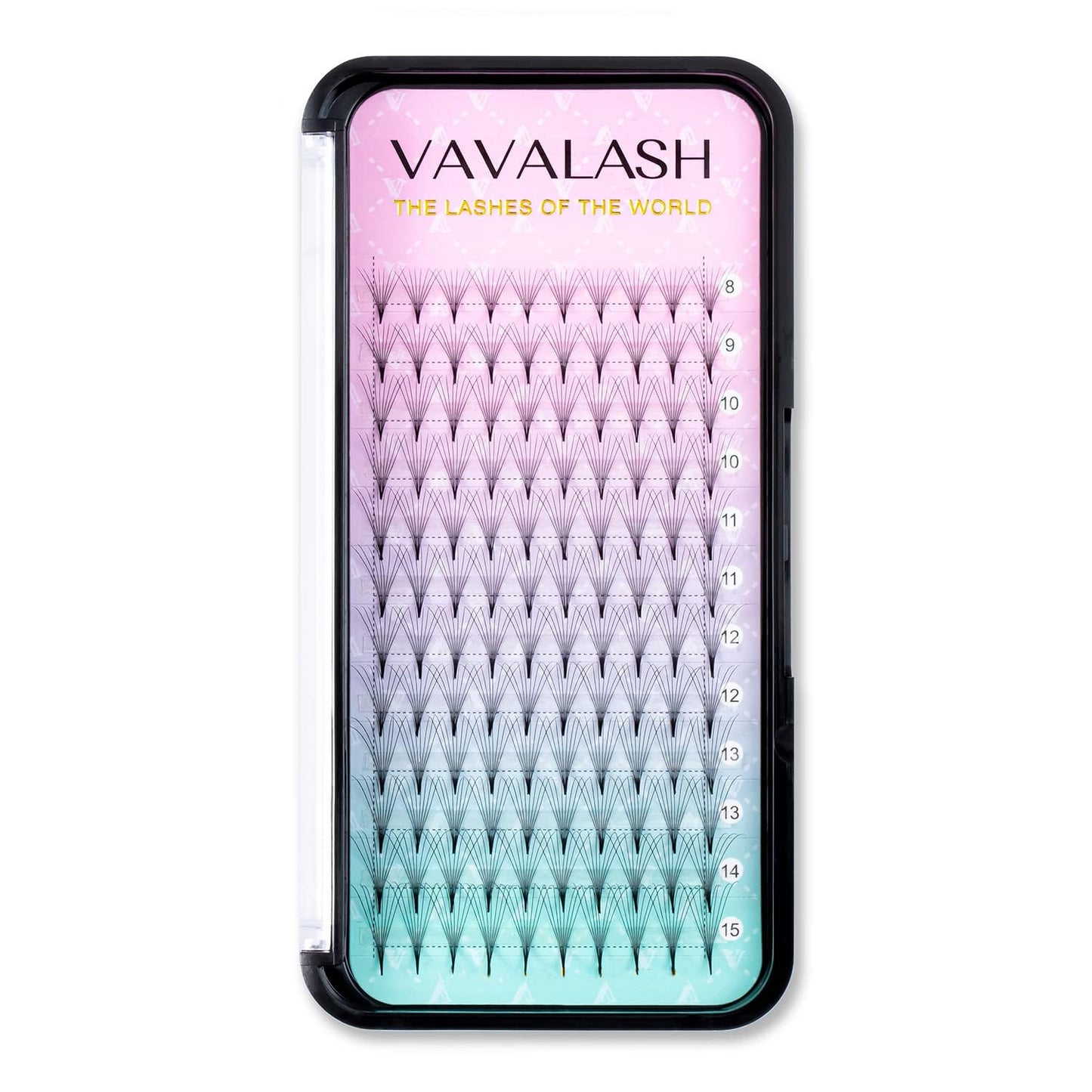 Eyelash Extensions 3D 4D 5D 6D 8D 9D 10D Thickness 0.07/0.1 C/D Curl Eyelashes Middle Stem & Long Stem Heat Bonded Premade Fans Russian Volume Lash Extensions Supplies (Middle Stem 8D-0.07-C-8-15mm)